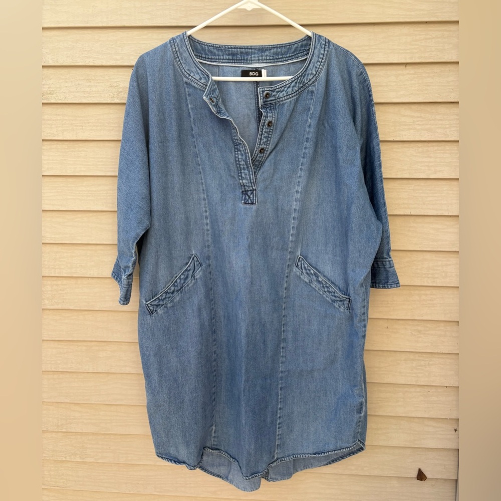 BDG Chambray Denim Popover Shirt Dress